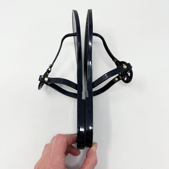 Tory Burch Black Jelly Mini Miller Sandals Size 7 EUC Thong Style T Logo Accent - Picture 3 of 9